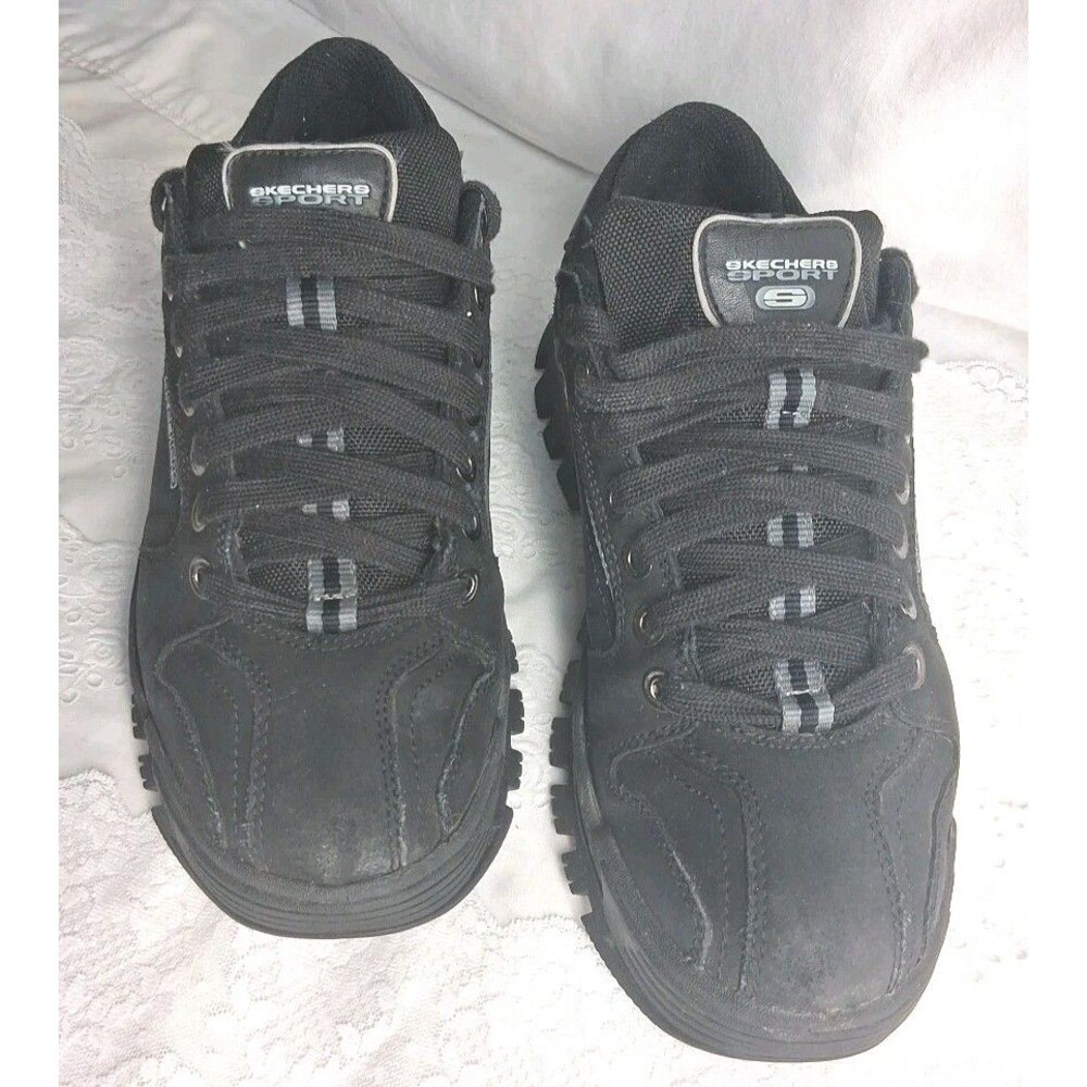 Vintage Skecher Sport Stamina Chunky Dad Shoe Y2k Black Leather Mens 8 Hiking